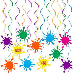 lot 2315 image: 30 Pcs Artist Hanging Swirls Colorful Painting Birthday Party Decorations Paint Foil Hangings with Glittery Cutout for Art Theme Birthday Shower Rainbow Party Supplies