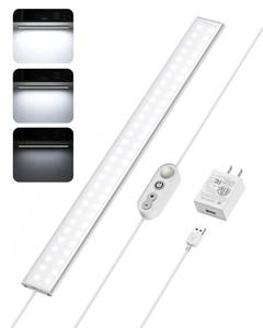 lot 2316 image: ASOKO Motion Sensor Dimmable Led Under Cabinet Lighting,16 inches Plug in Led Counter Light Bars, Cool White 6000K Light Bar for KitchenClosetWardrobeShelfDeskDisplay Case