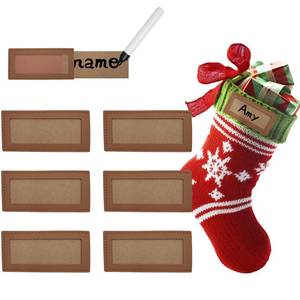 lot 2336 image: Oeyliz Personalized Christmas Stocking Leather Name Tags Custom Christmas Stocking Leather Tags Personalized Knitted Xmas Stocking 6PCS Light Brown Leathers Name Label for Family Christmas Decor
