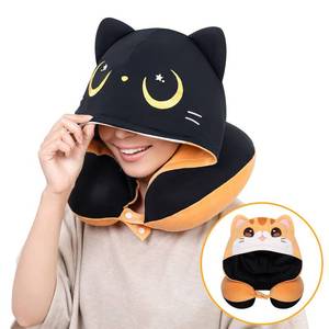 lot 2341 image: Certified to ASTM & CPSIA Standards��Kids Travel Neck Pillow with Hood,Memory Foam Airplane Pillow,Double-Sided, Cute Design, Cooling Ice Silk & Soft Plush, Adjustable, Portable & Washable for Flights