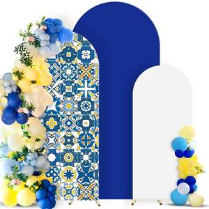 lot 3955 image: Newwiee Set of 3 Amalfi Coast Wedding Arch Cover 8ft, 7.2ft, 6.6ft, Spandex Fitted Wedding Arch Covers for Birthday Party Decor