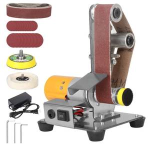 lot 3957 image: SI FANG Electric Belt-Sander Polishing-Grinding Knife Sharpener, 7 Speed Adjustable Mini Power Sanding Machine Bench Grinder 13x1.2inch Belts For DIY Model Crafts Jewelry Making, Wood Metal Working