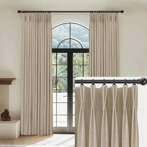 lot 3962 image: CAPALOCA Linen Pinch Pleated Curtains Blackout 100% Black Out Curtains 63 Inches Long 2 Panels with Hooks, Thermal Insulated Pinch Pleat Drapes for Bedroom, 40Wx63L, Grey Beige