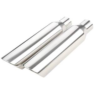 lot 3963 image: LCGP 2 Pcs 2.5 Inlet Exhaust Tips,2.5 Inlet x 4 Outlet x 17 Overall Length, Weld On, Polished, Universal Stainless Steel Diesel Exhaust Tailpipe