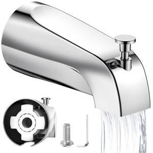 lot 4379 image: Tub Spout with Diverter �� Slip-Fit Bathtub Faucet Spout Replacement, 12�� Copper Pipe Connection, Easy to Install, Universal for Bathroom Shower (Chrome)