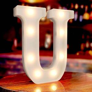 lot 4407 image: Marquee Letters U, Led Letter Lights, 26 Alphabet Battery Powered LED Light Up Name Sign, Decorative Lighted Standing Letters for Graduation Party Night Light Wedding Birthday Room Bar Wall Decor