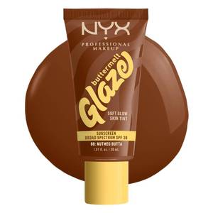 lot 4417 image: NYX PROFESSIONAL MAKEUP Buttermelt Glaze Soft Glow Skin Tint  SPF 30, Up To 12HR Wear, 08 Nutmeg Butta