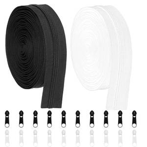 lot 4428 image: Amtvuzy 10 Yards 360 in Bulk Zippers for Sewing,#5 Nylon Coil Zippers by The Yard,20PCS Replacement Zipper Sliders for DIY Sewing,Tailoring,Clothes and Bags - Black & White (5 Yards Each)