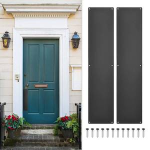 lot 4433 image: uxcell 2pcs Door Push Plate, 3.3 x 15 Inches Aluminum Push Door Kick Plate, 1.5mm (116 Inch) Thickness, for Exterior Front or Back Door, Black