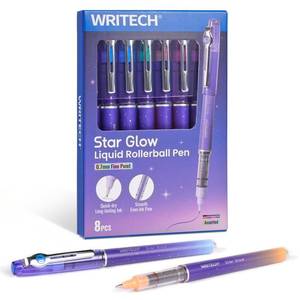 lot 4439 image: WRITECH Liquid Ink Rollerball Pens 8ct Assorted Colors Fine Point Tip 0.7mm Roller Ball Rolling Pen for Smooth Writing Coloring Drawing Journaling No Bleed & Smear &Smudge Multi Colored