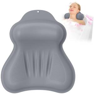 lot 4468 image: Silicone Bath Pillow, New Material Bath Pillows for Tub Head Neck and Back Support, Bath Tub Pillow with 4D Press Inflatable Airbag and Non-Slip Strong Suction Cups, Quick-Drying, Easy to Store, Gray