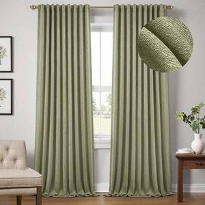 lot 7739 image: MIULEE Sage Green Faux Linen Blackout Curtain 96 Inch Long 2 Panels Set Rod PocketBack TabPinch Pleated Floor to Ceiling Room Darkening Textured Black Out Track Drapes for Bedroom Living Room