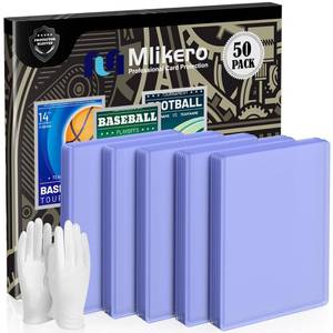 lot 8274 image: 50 Count Card Sleeves Hard Plastic, 3x4 Baseball Card Protectors Hard Plastic for Baseball, Football and Game Cards