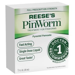 lot 8286 image: Reeses Pinworm Medicine Liquid for Entire Family, Full Prescription Strength, 1 Oz, #1 Doctor Recommended Single Dose Pyrantel Pamoate Dewormer for Adults & Kids Ages 2, Banana Flavor