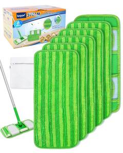 lot 8310 image: Keepow 6 Pack Microfiber Mop Pads Compatible with Swiffer Sweeper Mop and Sweep & Mop Deluxe Dry Pads Refills Reusable Wet Pads Mop Refill Pads Dry Wet Refills Washable Pads Wood Floor Cleaning Pads