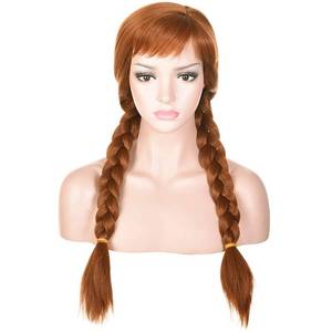 lot 8315 image: morvally Women��s Light Brown Synthetic Hair Wigs with Two Long Braided Pigtails for Woman Cosplay, Halloween, Costume, Party
