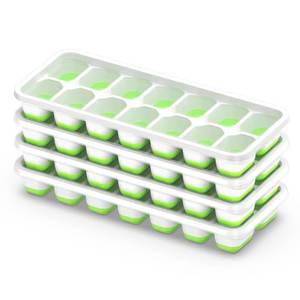 lot 8316 image: ChefAide Ice Cube Tray with Lid, 4 Packs 56 Cubes Durable Stackable Ice Cube Trays for Freezer with Removable Lids, Easy-Release Plastic & Silicone Ice Tray for Cocktail, Coffee