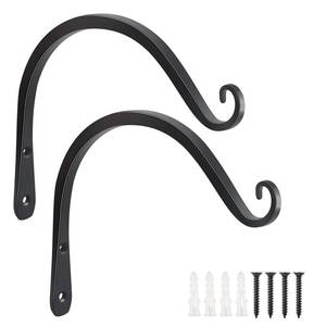 lot 8323 image: FEED GARDEN 2 Pack 8 Inch Hanging Plant Bracket Wall Hooks Decorative Plant Hangers for Outdoor Hanging Bird Feeders, Wind Chimes, Plant Baskets, Black