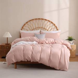 lot 8341 image: JSD Dusty Pink Duvet Cover Set Queen Size, 3 Piece Duvet Cover with Pillow Shams, Soft Brushed Microfiber Zipper Closure, Comforter Not Included