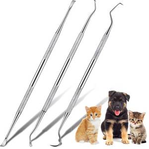 lot 10077 image: Hotop 3 Pieces Dog Dental Tooth Scaler and Scraper Stainless Double Headed Tarter Removing Tool Scraper Pet Teeth Cleaning Tools for Dog and Cat (Silver)