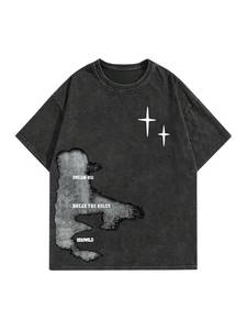 lot 10090 image: Verdusa Mens Letter Graphic Drop Shoulder T Shirts Casual Round Neck Tee Top Black XX-Large