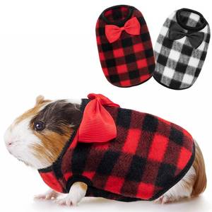 lot 10097 image: TUKOAW Guinea Pig Clothes - Christmas Plaid Warm Small Animal Clothes Also for Guinea Pig, Rabbit, Ferret, Chinchilla, Kitten, Chihuahua, Mini Dog - Cute Bow Tie Pet Costume for Winter Fall