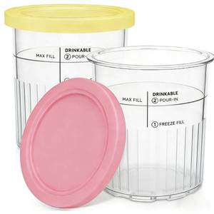 lot 10101 image: 2 Pack Creami Deluxe Pints & Lids for Ninja, BPA-Free & Dishwasher Safe, 4 Color Lids��24 Oz Compatible with NC500 NC501 Series Ice Cream Makers