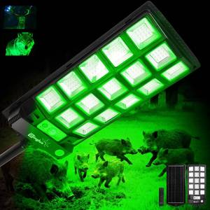 lot 11290 image: BINGLUX Hog Lights for Night Hunting - 20000LM Solar Green Light for Hunting Hogs with 9.3 Metal Light Bracket, Motion Sensor & 65FT Remote, Waterproof Hog Feeder Lights for Deer Coyote Varmint