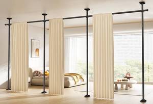 lot 11299 image: SUNALLY Room Divider Curtain Rod, No Drilling Wall Divider for Room Separation, 4-10ft(H) 28-171inch(W) Adjustable Heavy Duty Partition Space Separator Freestanding Tension Curtain Stand, Black