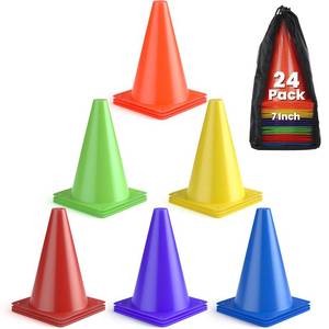 lot 11303 image: GHB 7 Inch Soccer Cones 24 Pack Disc Soccer Sport Cones Training Field Marker Agility Cones for Basketball, Coaching, Practice Equipment Includes Drills Guide (7 24Pcs Multicolor)