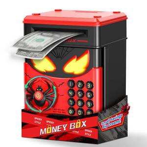 lot 11319 image: Wrystte Spider Piggy Bank for Kids,Electronic Money Box with Fingerprint,Mini ATM Safe Money Saving Box,Kids Toys for Age 4 5 6 7 8,Christmas Birthday Gifts for 9 10 11 12 Year Old Boys Girls(Black)