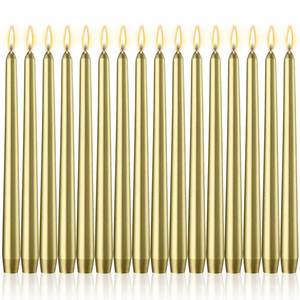 lot 11326 image: MTLEE 16 Pcs 10 Inch Long Tapered Candle Stick Bulk Smokeless Unscented Burning Candlestick Paraffin Wax with Cotton Wick for Dinner Valentine Wedding Birthday Anniversary Party Church(Warm Golden)