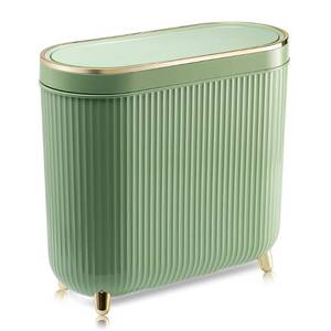 lot 11327 image: Supteron Bathroom Trash Can with Lid 3.2 Gallon Narrow Trash Can Small Plastic Trash Bin 12 Liter with Press Type Lid for Bedroom Bathroom, Mint Green