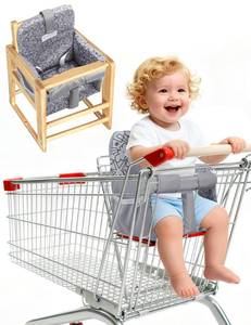 lot 11331 image: Sprouterie Shopping Cart Cover for Baby Girl and Boy, Cotton High Chair Cover for Restaurant, Padded Grocery Cart Seat Cover for Infant & Toddler, Reversible, Machine Washable (Dark Grey)