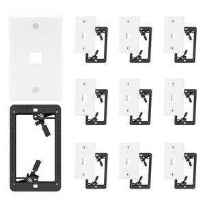 lot 11333 image: VCE Keystone Wall Plate (UL-Listed) 1-Port with Low Voltage Mounting Bracket for RJ45, Coax, HDMI Keystone Jack Insert, 10 Pack