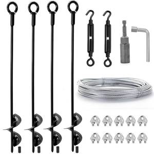 lot 11339 image: hannger 4 Pack 18 Ground Anchors Shed Anchor Kit, Swing Set Anchors Heavy Duty with Galvanized Cable & Turnbuckles, Earth Anchors High Wind Auger Anchors for Sheds Swings Canopy Gazebo Tent