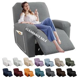 lot 11350 image: YEMYHOM 4 Pieces Stretch Recliner Slipcover Latest Jacquard Recliner Chair Cover with Side Pocket Anti-Slip Fitted Recliner Cover Couch Furniture Protector with Elastic Bottom (Recliner, Light Gray)