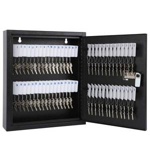 lot 11358 image: KYODOLED Locking Key Cabinet, 60 Key Storage Lock Box with Code, Key Box Wall Mount with Combination Lock, Key Hooks & Tags Key Labels(Black,60 Key)