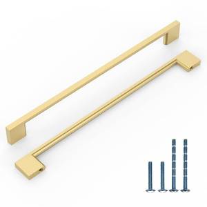 lot 11373 image: KNOKLOCK 10 Pack 10 Inch(256mm) Kitchen Cabinet Handles Brushed Gold Cabinet Pulls Kitchen Cabinet Hardware Drawer Pulls for Cupboard Wardrobe