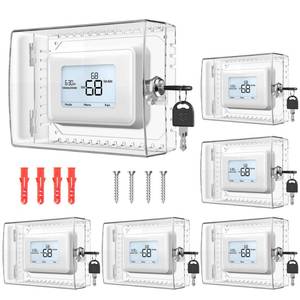 lot 11374 image: 6 PCS Large Thermostat Lock Box Cover with Key, Clear Thermostat Cover with Lock Compatible with Home Thermostat On Wall, AC Lock Box Cover with Key Fits Thermostats 5 H x 6 W or Smaller