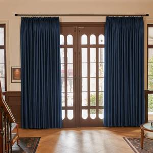 lot 11378 image: Pinch Pleat Navy Blue Curtains Solid Blackout Thermal Insulated 96 Inches Long for Living Room Patio Door Room Darkening Curtain Panel Drape for Traverse Rod and Track, Navy 52 W x 96 L (One Panel)