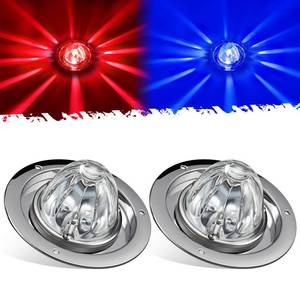 lot 11380 image: Partsam 2Pcs Glass Lens Watermelon Lights Dual Color Red Blue LED Marker Turn Auxiliary Lights with Stainless Steel Bezel and Base Replacement for Peterbilt Freightliner Trucks Trailers RVs Motohomes