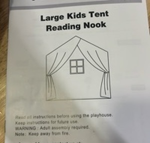 lot 11407 image: Large Kids Reading Nook Tent