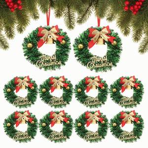 lot 12221 image: Healifty Mini Christmas Wreaths for Crafts 20Pcs Small Artificial Wreath Ornaments with Bows and Bells for Dollhouse Kitchen Cabinets Xmas Tree Hanging Decorations 2.36 X 2.36 X 0.79 Inches