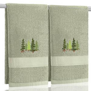 lot 12241 image: SmoothNovelty 2 Pcs Forest Hand Towels Gray Green Bathroom Decor 14x29 Inch Embroidered 100% Cotton Soft Absorbent Nature Scene Decorative Hand Towels for Bathroom Kitchen