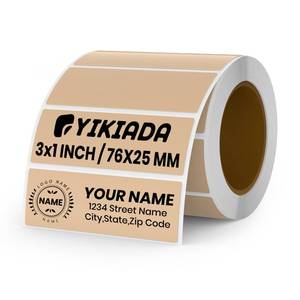 lot 12250 image: YIKIADA Brown Direct Thermal Labels Vinyl 3 � 1 Inch Self-Adhesive Rectangle Stickers Roll Waterproof Printer Decals Name Tag for QR Code DIY Office Address 500 PCS