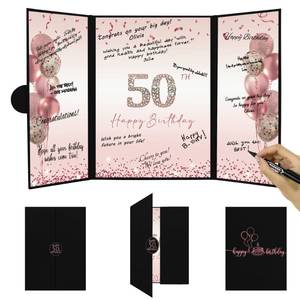 lot 12260 image: DARUNAXY Rose Gold 50th Birthday Party Decorations for Women, Happy 50th Birthday Alternative Signature Guest Book Black Pink 50 Birthday Signing Card Board Party Supplies Cheers to 50 Years Old Gift