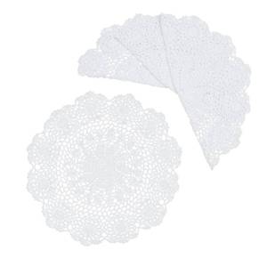lot 12263 image: Phantomon 14-Inch Handmade Crochet Cotton Lace Round Table Placemats Doilies, Pack of 4 �� Beige Vintage Table Decor (White)