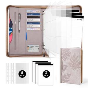 lot 12279 image: Sbrinnaliao Padfolio Portfolio Folder Binder-Organizer Planner Notebook Zippered Portfolio Padfolio for Women & Men with Document Sleeve,LetterA4 Size Clipboard,Business Card Holders (Brown Leaf)