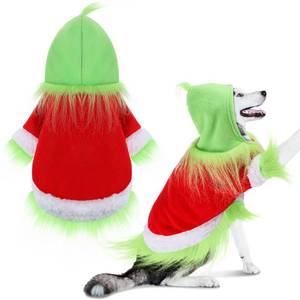 lot 12280 image: Abbylike Dog Christmas Outfit Holiday Pet Character Green Hoodie Shirt with Hat for Dogs and Cats Christmas Pet Clothes Cute Dog Christmas Outfit Cosplay Party as Shown(Classic,XXL)